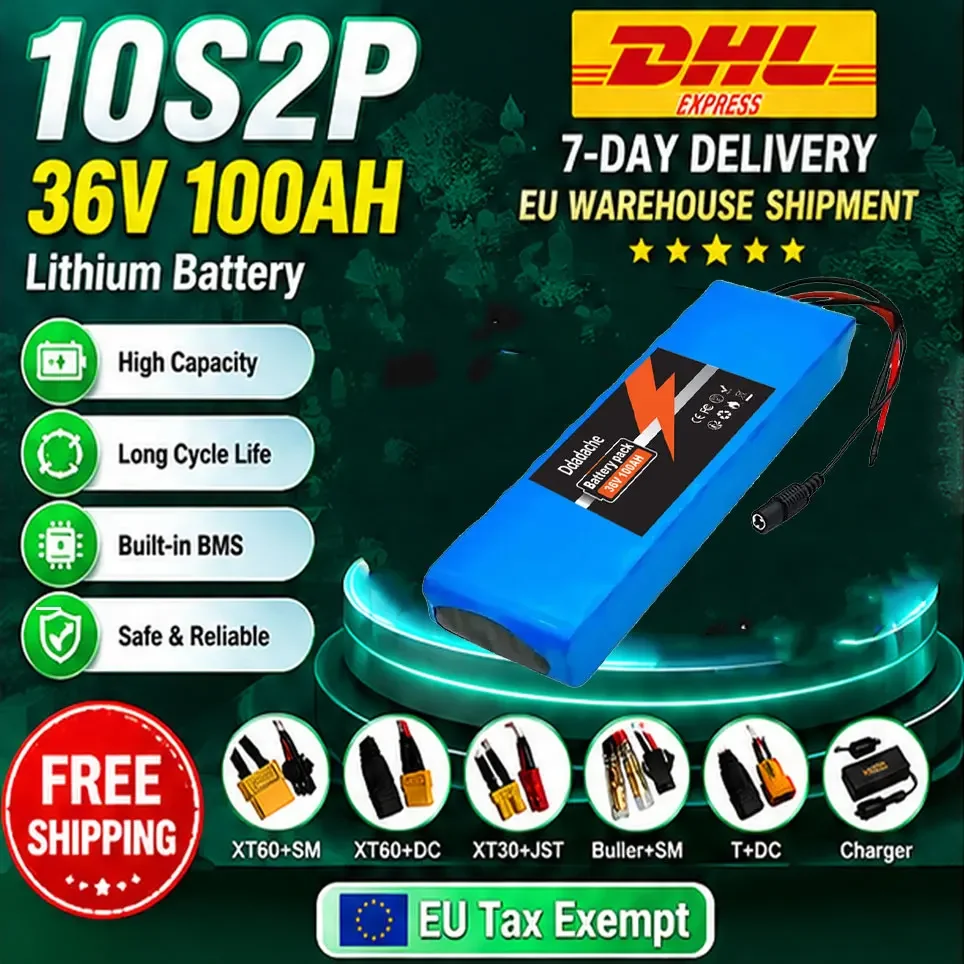Pacco batteria agli ioni di litio da 36 V, 100000 mAh, configurazione 10S2P, alimentatore di ricambio per monopattino elettrico da 500 W, batteria di ricambio per e-scooter.