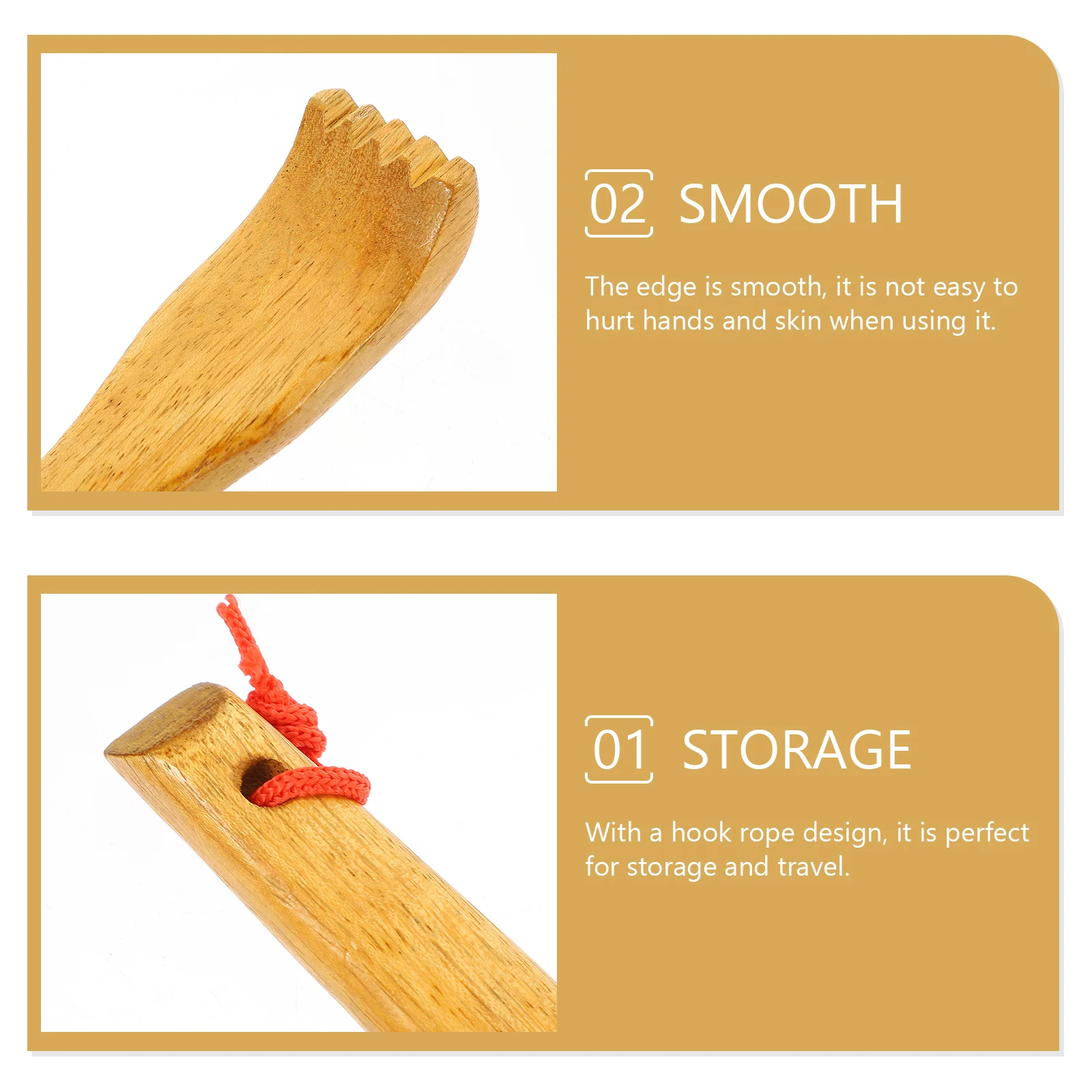 

Wooden Back Scratcher Massage Stick Non-Bend Handle Scratcher for Itchy Skin Pressure Relief Backscratcher