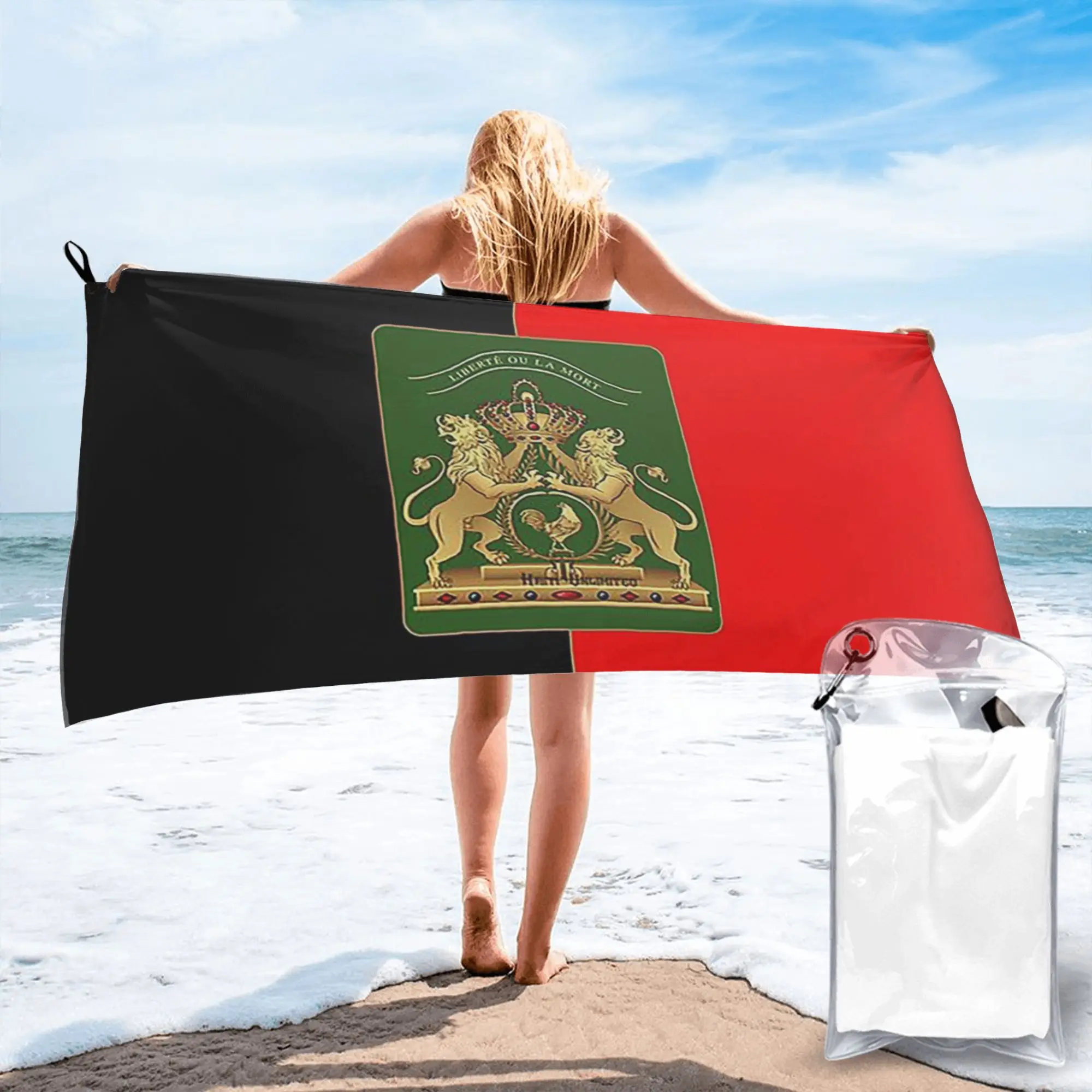 Haitian Independence Flag Beach Towel Soft Microfiber Quick Dry Absorbent Quick Towels For Yoga