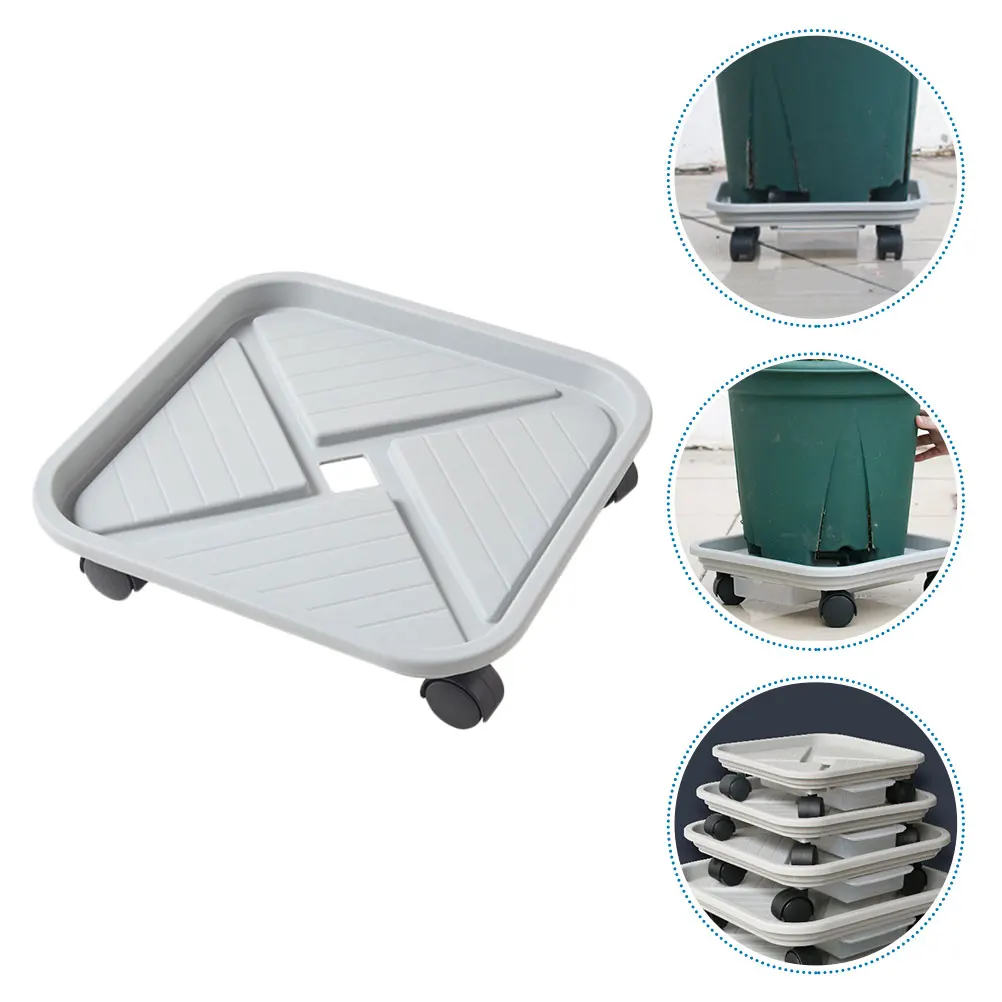 

Thickened Plastic Flower Pot Tray Square Base Universal Wheels Movable Plant Stand Rolling Planter with Drainage Water Storage