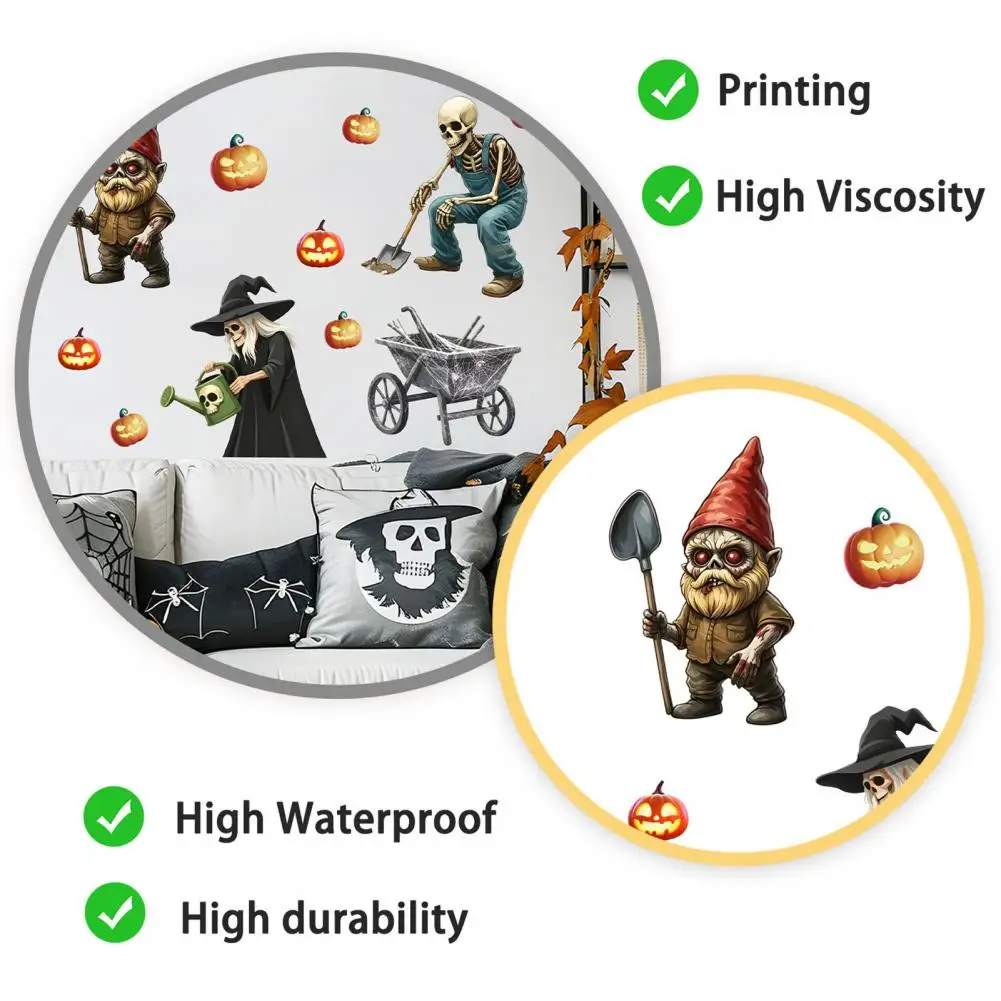 Autumn Harvest Wall Stickers Halloween Wall Decals Halloween Wall Stickers Pumpkin Witch Skeleton Decals Self-adhesive
