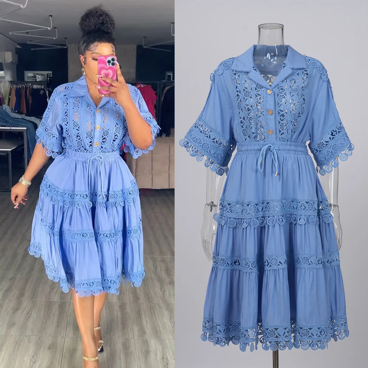 

Шикарная женская кружевная рубашка с цветочным принтом и цветочным принтом, короткий топ + эластичная кружевная лоскутная юбка трапециевидной формы с высокой талией