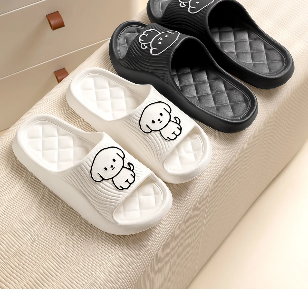 

Women's Versatile Soft and Cute Puppy Slippers for Men and Women, Non-Slip Summer Thick-Soled Fashionable Home Couple Slippers