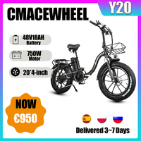 Y20 Electric Bicycle 750W Motor 48V18AH Battery with Basket Foldable E Bike Aldult 20*4-Inch Fat Tire City Travel Electric Bike