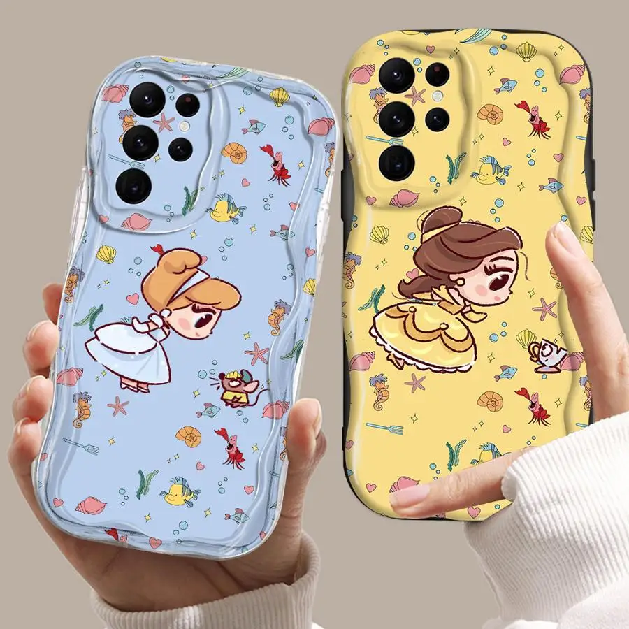 Princess Cute Wave TPU Phone Case for Samsung Galaxy S20 S23 Ultra S24 Ultra FE S21 S22 Plus S23 5G soft funda case