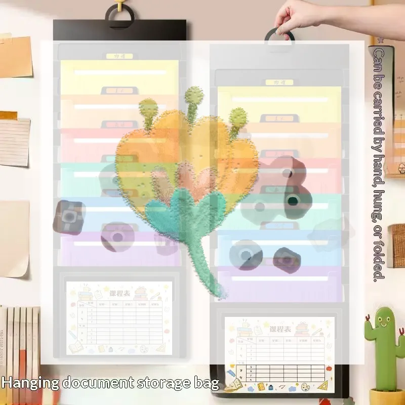 File Organizer Folder Hanging Long Size Bond Paper Wall-Mounted Rainbow Classification Large Capacity Office Folder