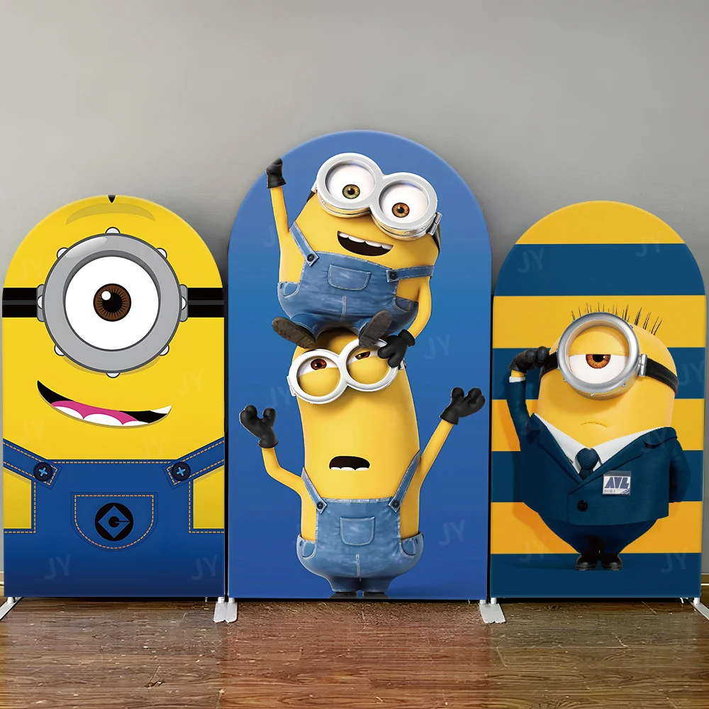 

Minions Arch Backdrop Cover Cute Cartoon Themed Background for Kids Birthday Party Photo Booth Baby Shower Decor