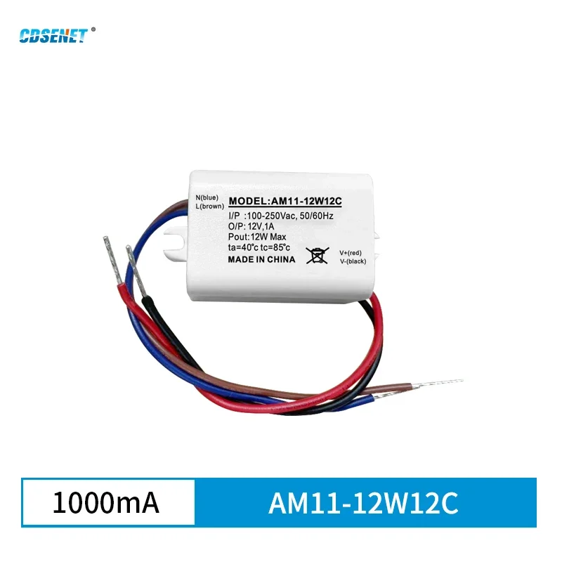 

2pcs AC-DC Step-Down Power Supply Module CDSENET AM11-12W12C 12W AC 100-250V DC 12V/1A/5% Input 85~264Vac/100~370Vdc Low Power