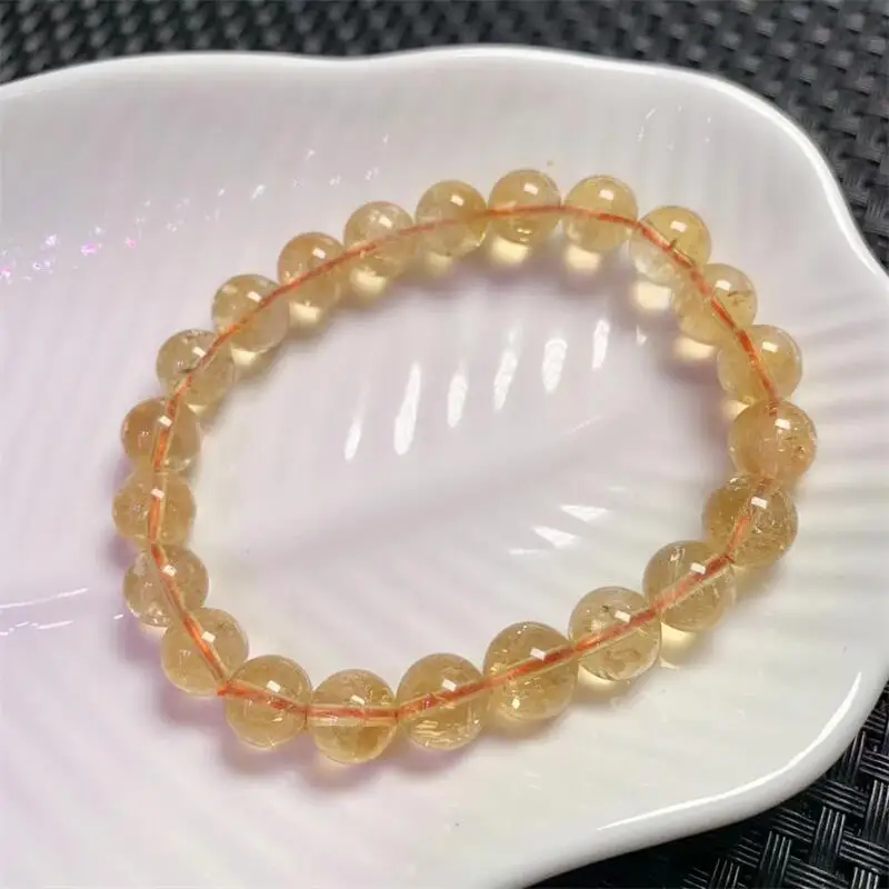 

8.6MM Natural Citrine Bracelet Women Beautiful Colorful Crystal Energy Healing Fashion Gemstone Jewelry 1PCS