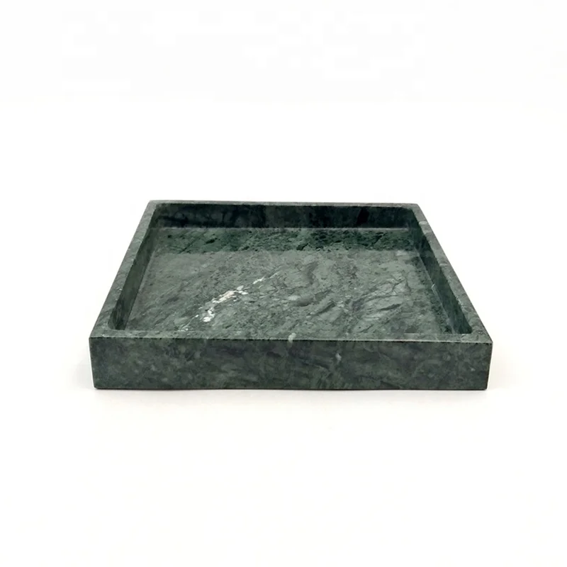 20 Pcs Customized Wholesale New Design Square Shape Green Marble Serving Tray Marble Jewelry Tray