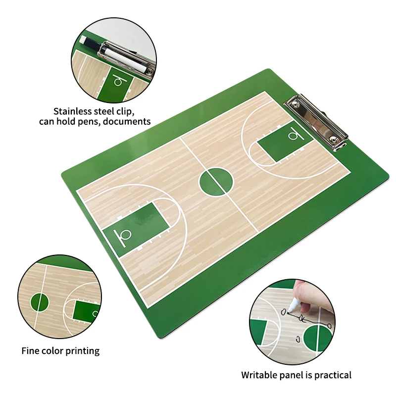 لوحة تكتيكية لمدرب كرة السلة، لوحة استراتيجية محمولة مطبوعة على الوجهين وقابلة للكتابة والمسح