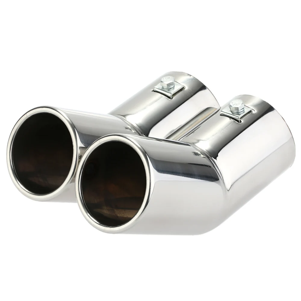 Dual Pipes Stainless Steel Exhaust Tail Pipes Muffler Tips for VW Golf 4 Bora Jetta