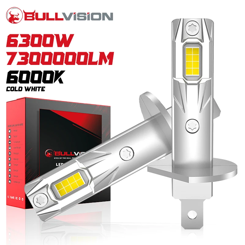 H1 LED Headlight Bulb 6300W High Power Auto Fog Lamp 6500K 12V Led Lights for Car Head Lamps Driving Running Lamp Fanless