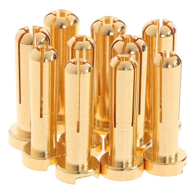 5pcs 4/5mm Gold Plated Metal Bullet Banana Plug Connector Male Female for RC Battery Part