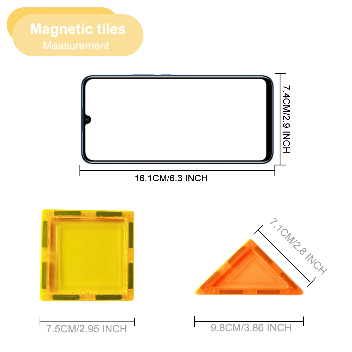 Blocos de construção magnéticos definidos para crianças pequenas, grandes telhas magnéticas 3D, jogo de educação precoce, presente para aniversários, envelhecido 3 +, 18 PCs