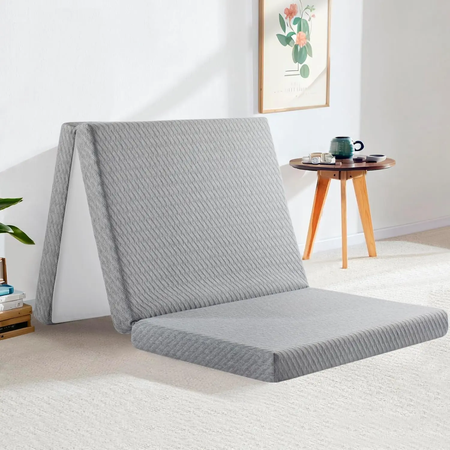 

Folding Trifold Mattr Mat, Full 3 H Cooling Gel Memory Foam,Adjustable Softn Relief Ba Pain Breathable And Washable Cover,