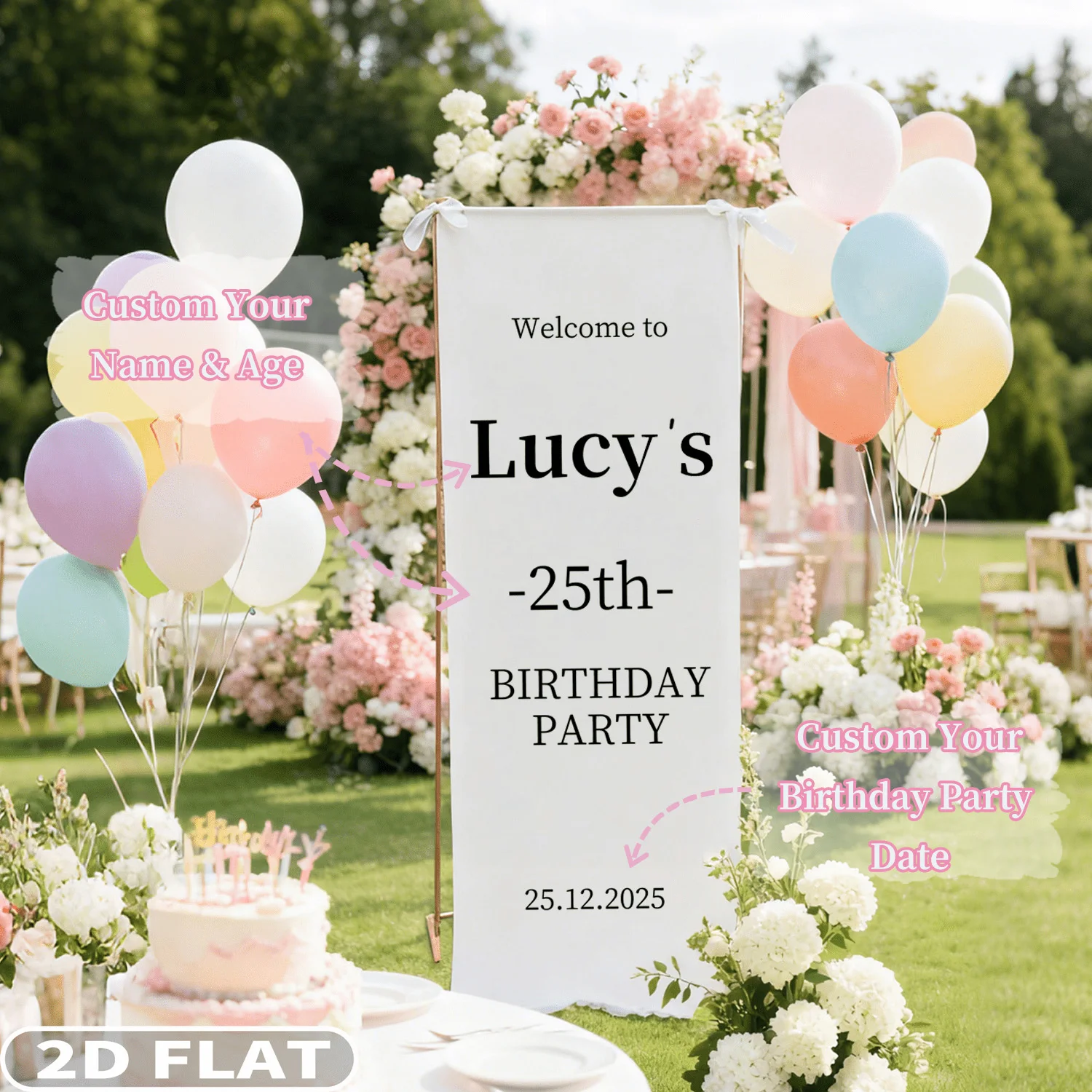 

1pc Custom Birthday Hanging Birthday Banner(ONLY BANNER) - Personalized With Your Name, Age And Birthday Date, Party Decor