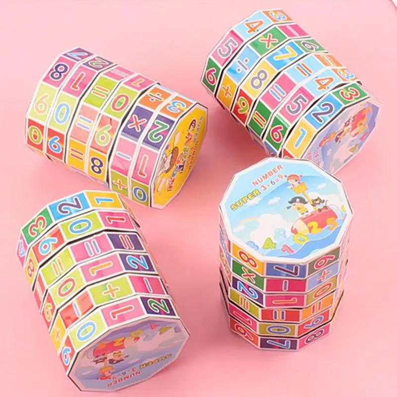 Matemática Magic Cube Números cilíndricos Contando Puzzle Multiplicação Puzzle Game Gift Stickers Grande assistência para crianças Aprender matemática