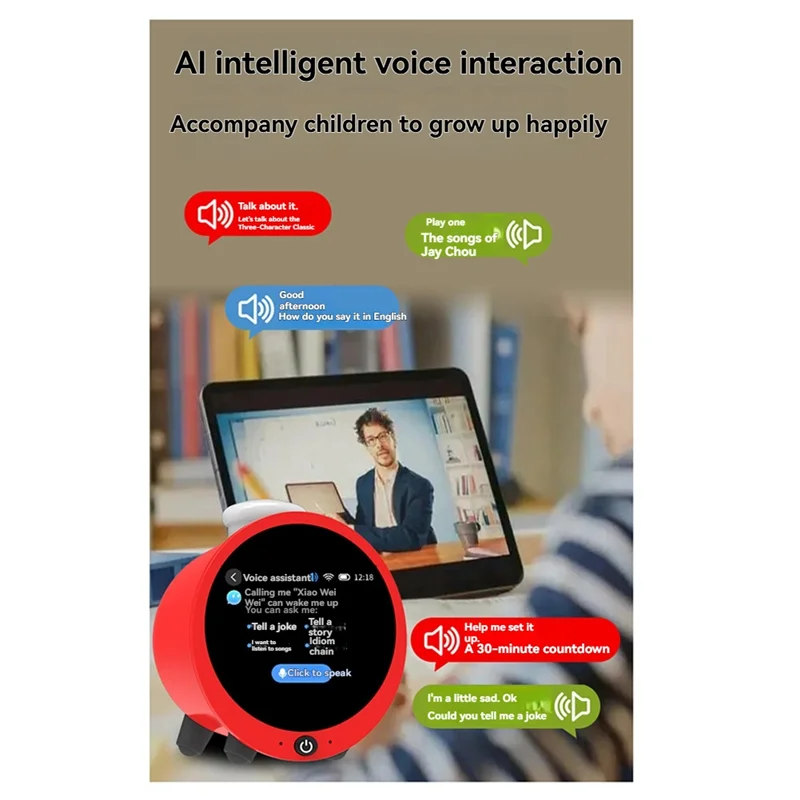 

Daily Sale AI Sound Alarm Clock With Wifi Dialogue Timer, Fun Brain Clock, LCD Touch Screen Desktop Decoration