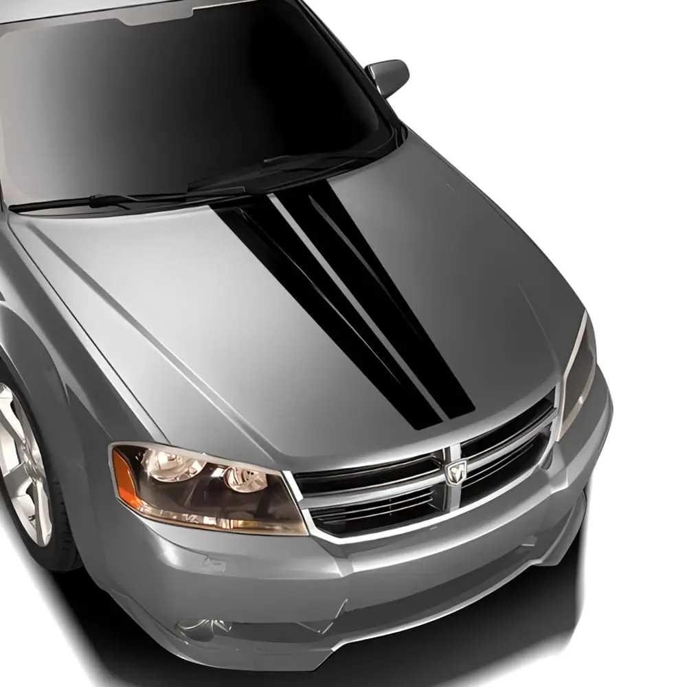 Car Hood Bonnet Racing Vinyl Decal Sticker Stripes Kit Compatible with Dodge Avenger 2007-2014