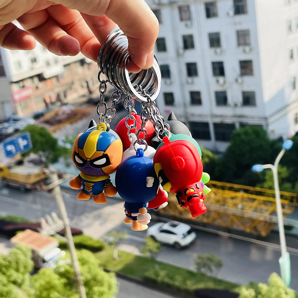 Marvel Cartoon Keychain Iron Man Bat Hulk Thor Anime Avengers Key Ring Figure Silicone Car Key Jewelry Toys Gift image 3