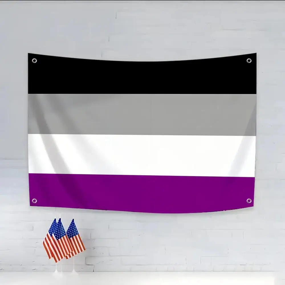 LGBTQ Asexual Pride Flags Daily four rings hanging no edging for indoor use and outdoor decor easy hanging