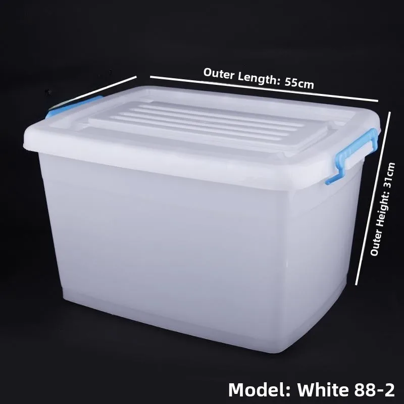 Thickened Large Size Home Use Storage Box Rectangular Plastic Dustproof Cover Clothes Toys Organizer Box Household Essential