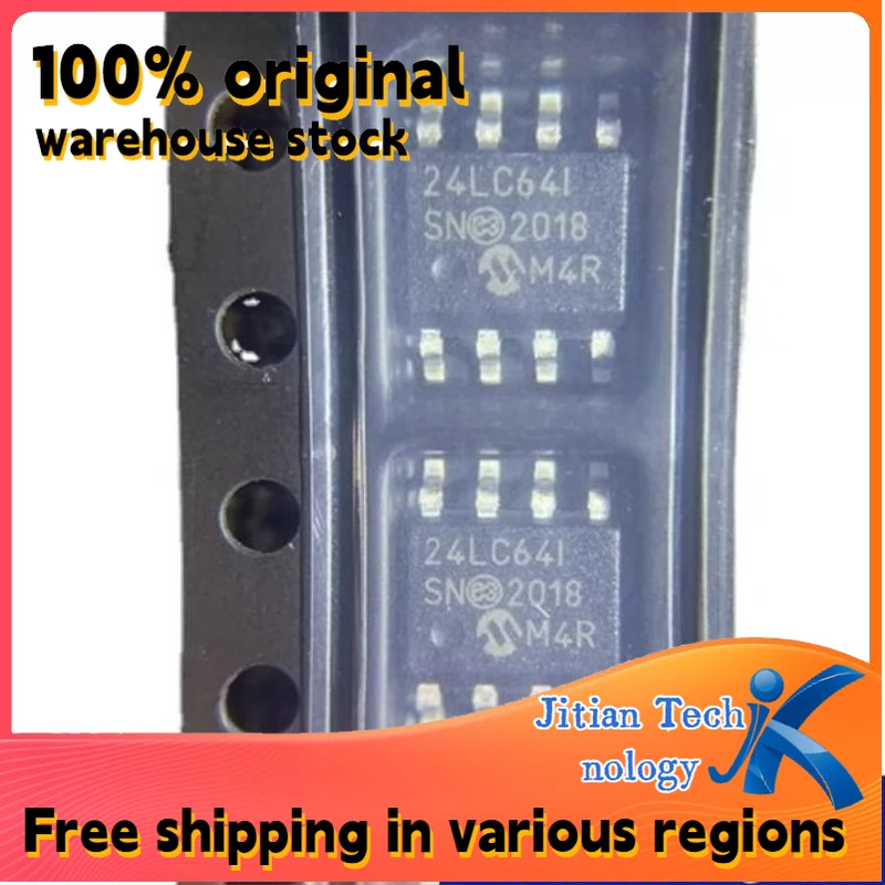 100% original inventory 10PCS 24LC64-I/SN 24LC64T-I/SN logo 24LC64I SOIC-8 Memory chip Channel direct sales