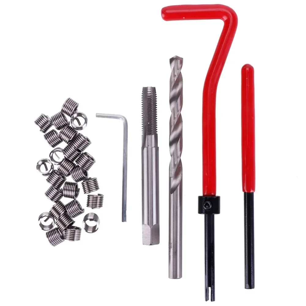 30Pcs Red Top Quality Oil Drain Plug Sump Bolt Thread Repair Kit M6 Tap oil pan thread repair tool set Auto repair tool #272404