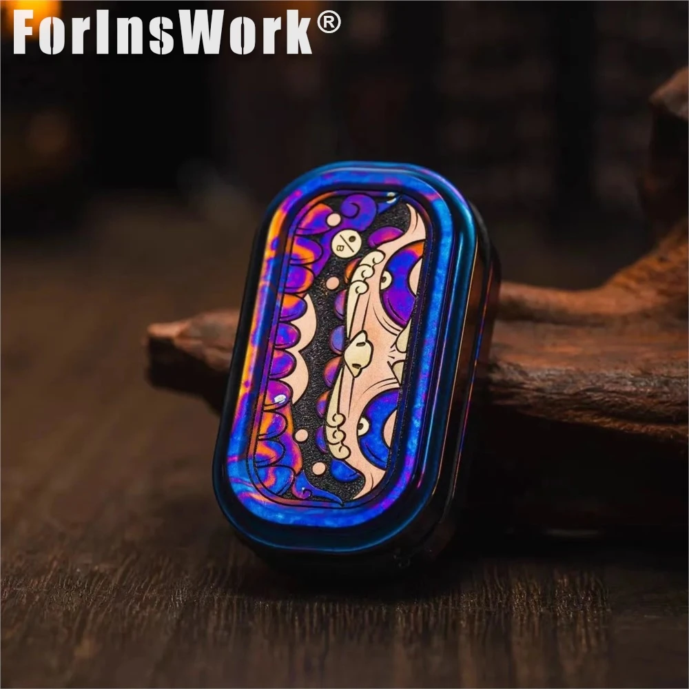 01EDC&ONE BEAN Titanium Damascus Dense Mechanical Liner Push Slider Stress Relief Adults Items Desk Toy