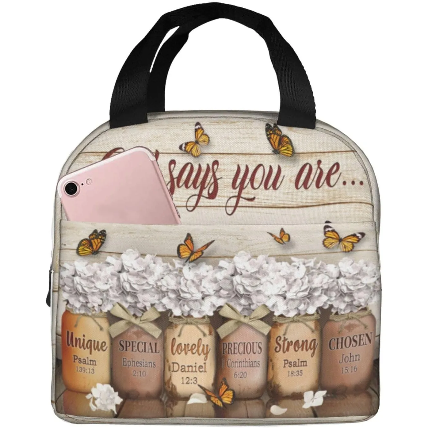 พระเจ้าบอกว่าคุณคือกระเป๋าใส่อาหารกลางวัน กระเป๋าใส่อาหารกลางวันสำหรับผู้หญิง ข้อความในพระคัมภีร์ตามหลักศาสนาคริสต์ กล่องอาหารกลางวันข้อความในพระคัมภีร์ของพระเยซู