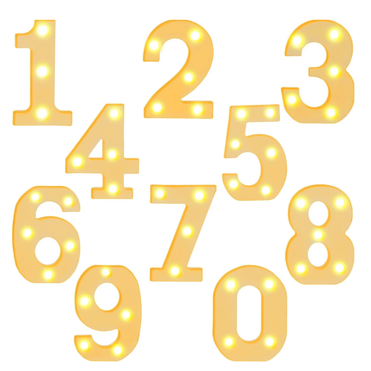 1pc 6.3 pouces lampe LED décorative blanc chapiteau en plastique numéro éclairer signe néon pour la maison fête de mariage anniversaire vacances décor