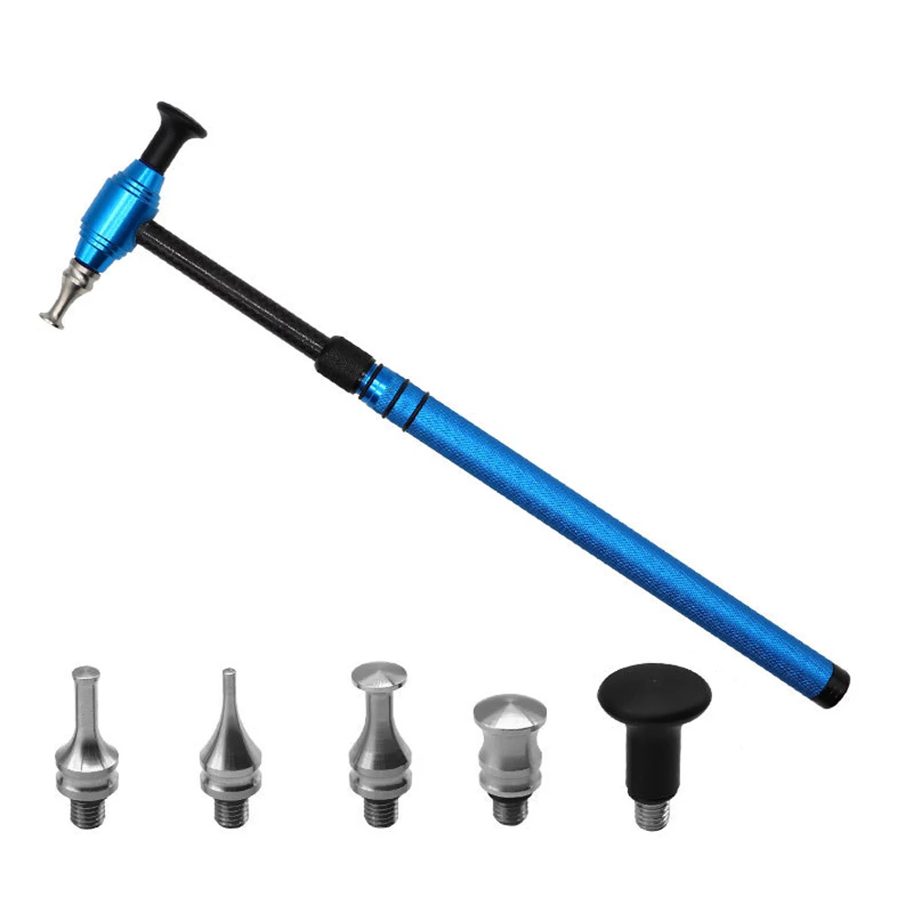 Car Dent Repairing Tool Telescopic Aluminum Alloy Hammer with 5 Knock Down Heads Paintless Dent Removal Tool Set