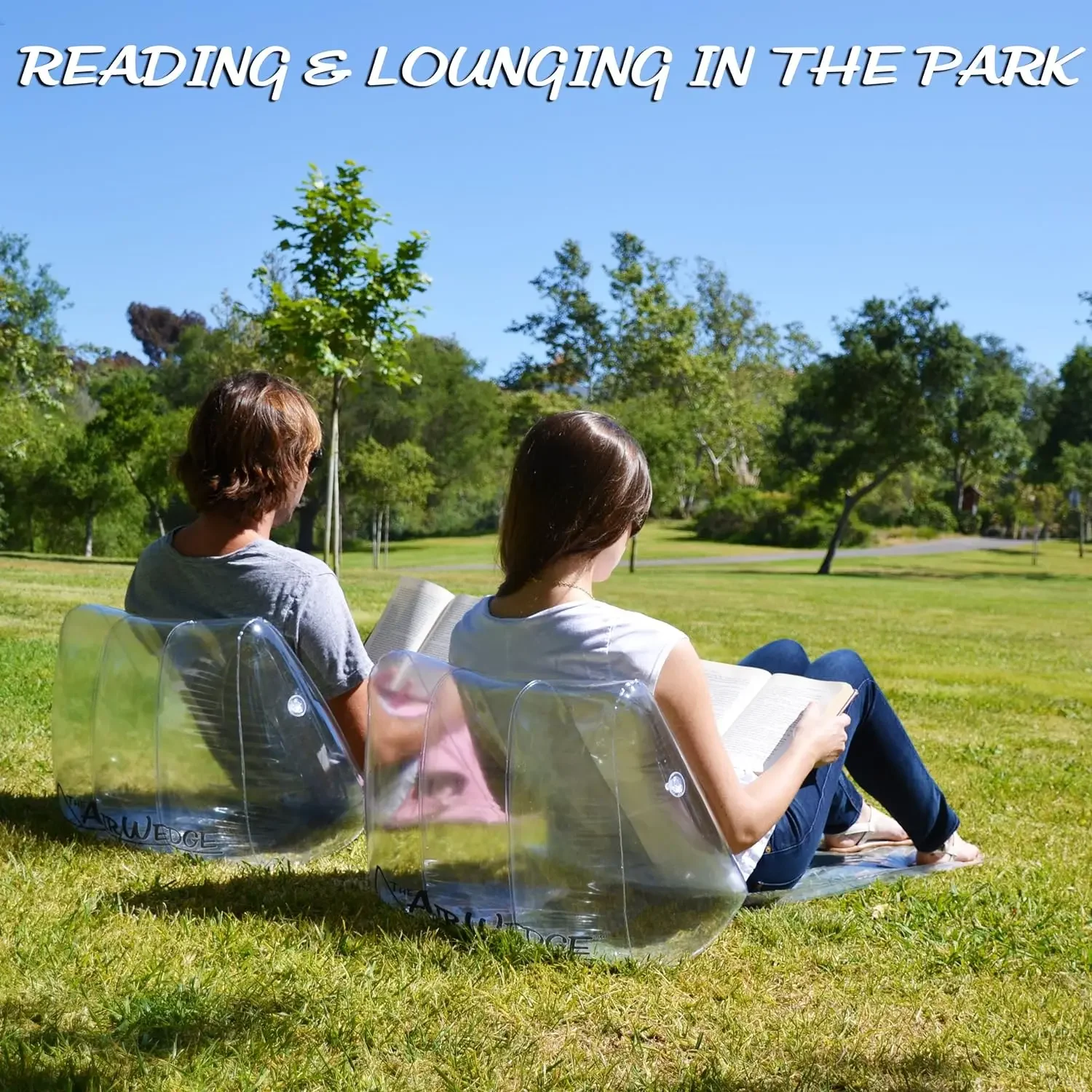 Transparent AirWedge Inflatable Beach Chair - Relax with The Comfort of Air (2-Pack)