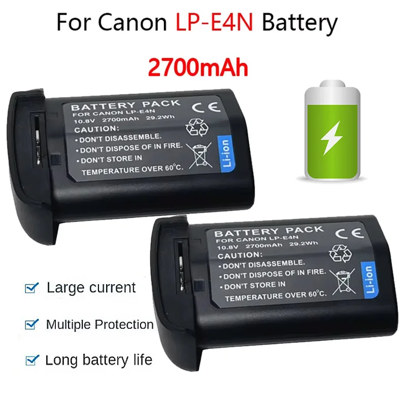 

Rechargeable 2700mAh LP-E19 LP-E4N Battery for Canon EOS R3 EOS-1D C EOS-1D X Mark II Mark III Camera Battery