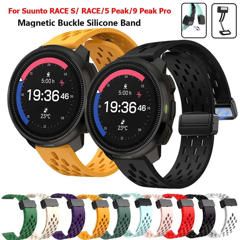 22mm Magnetic Buckle Silicone Strap For Suunto RACE S/RACE/5 Peak/9 Peak Pro Watchband For Suunto Vertical/Ocean Wrist Bracelet