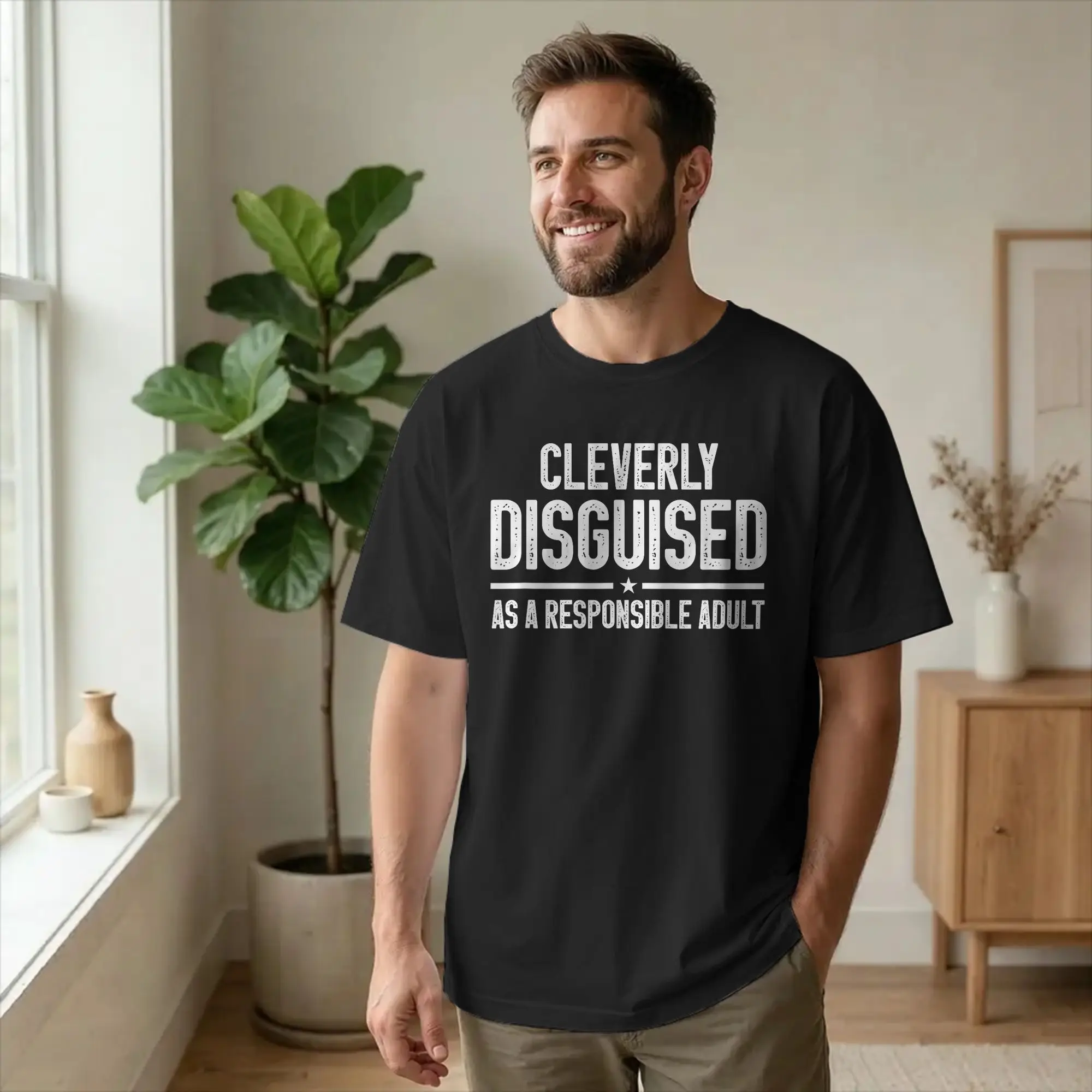 Men's T-Shirts Cleverly Disguised As A Responsible Adult Cool 100% Cotton Tees Short Sleeve Funny T Shirt Clothes Graphic Print