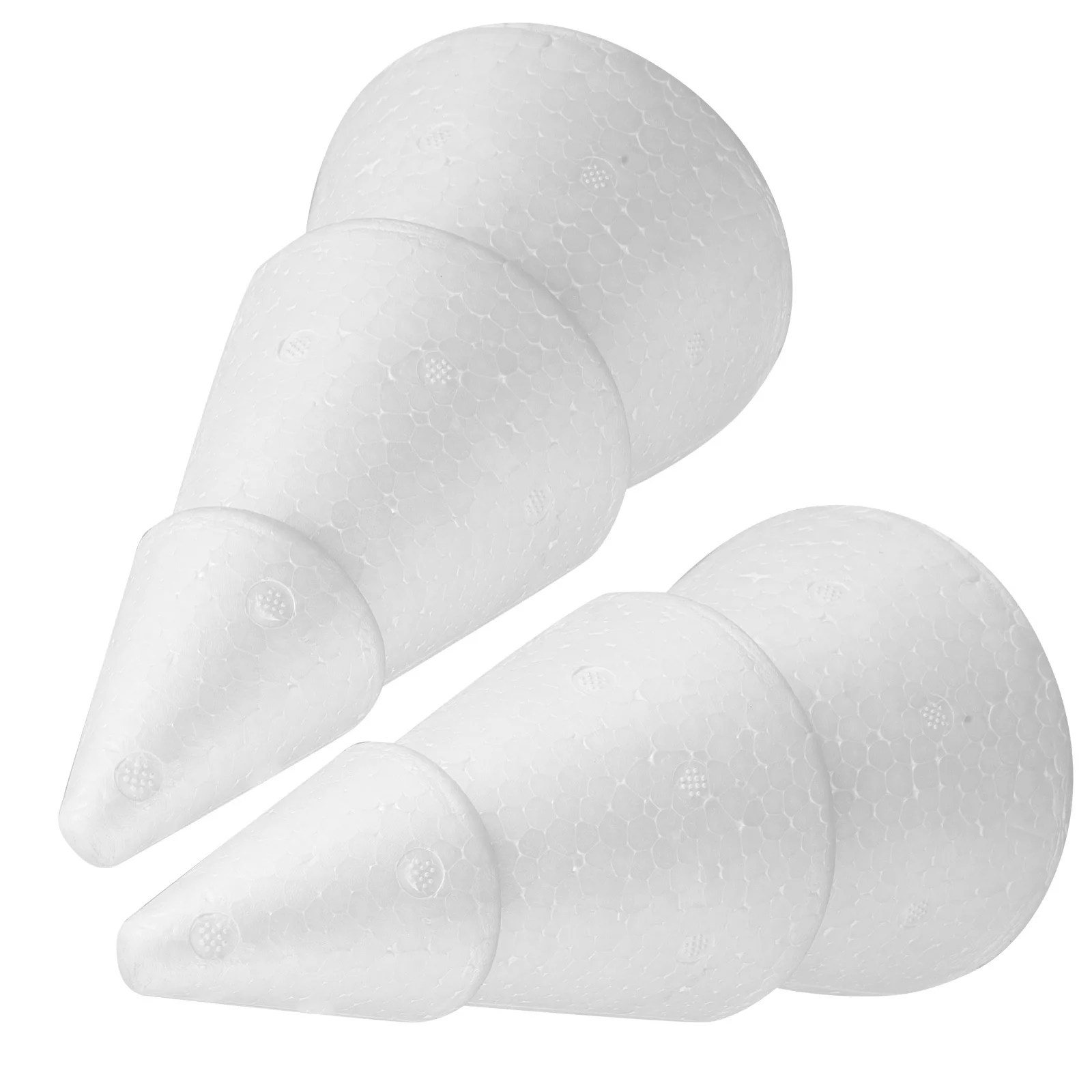

2Pcs Christmas Tree Decor White Foam Cone 20x10.5cm Mirror Finish Lightweight Craft Supply for Holiday DIY Ornament Display