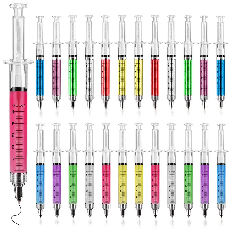 8pcs Novelty Syringe Ballpoint Pens Cute Stationery Ballpoint Pen 0.5mm Ballpen