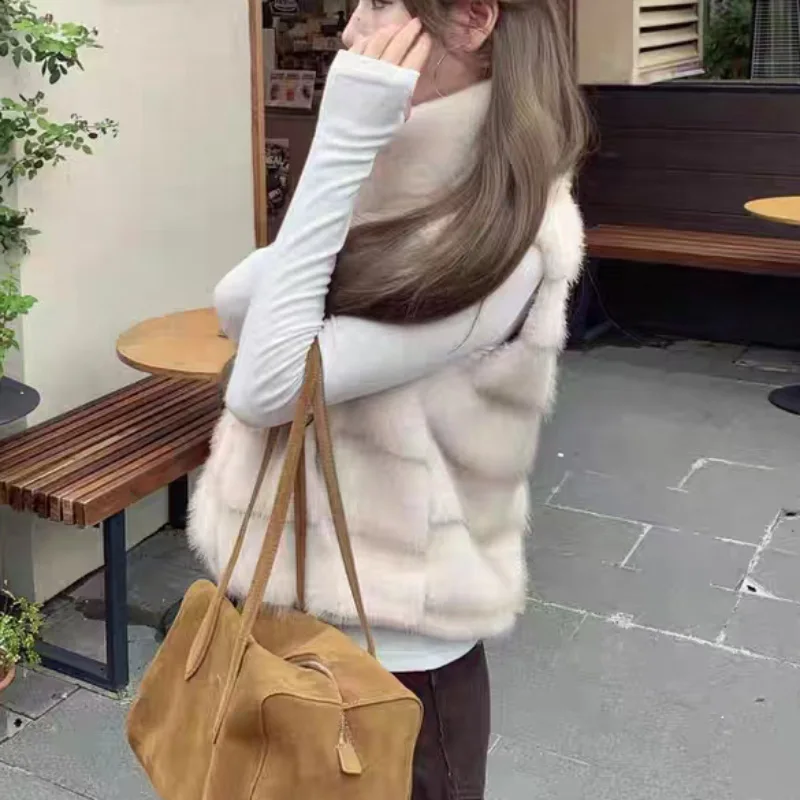 Coréen Sle col montant fausse fourrure Jaet femmes gilet Cardigan polyvalent automne hiver nouveauté Plu chaleur Aosphère