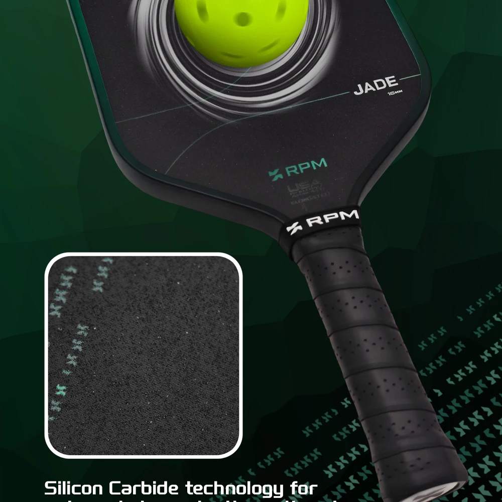 RPM Jade Pickleball-Schläger 16mm Siliziumkarbid-Oberfläche MPP-Schaumkern Langlebige Rauhe Oberfläche – Detail 5