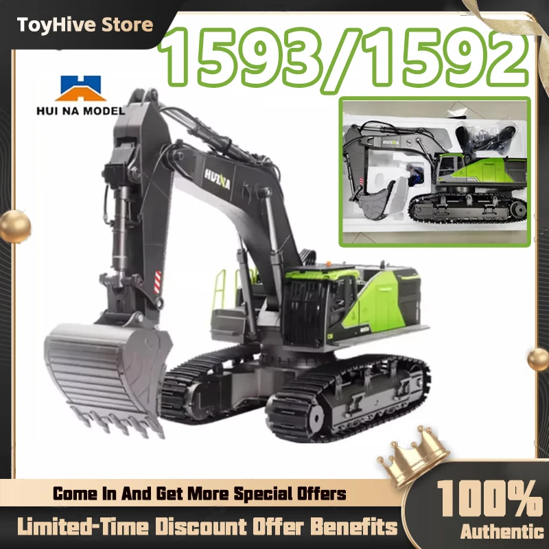 

Huina 1593/1592 Full Metal Remote Control Excavator 1/14 Electric Heavy Duty 22 Channels Rc Excavator For Children Toys Model