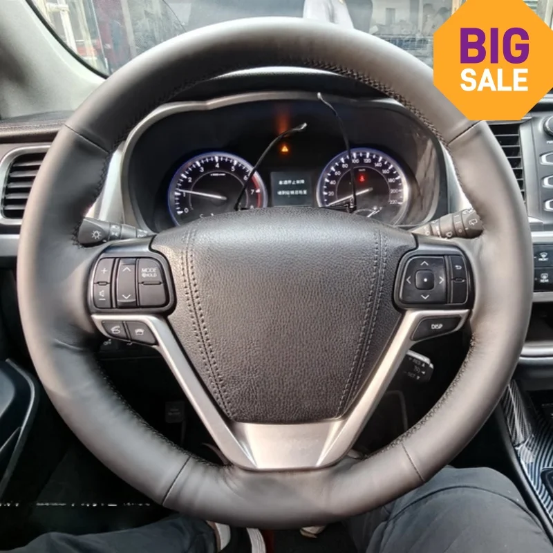 

Customizable Handmade Anti-slip Genuine Leather Steering Wheel Cover For Toyota Highlander Sienna 2013 2014 2015 2016 2017-2020