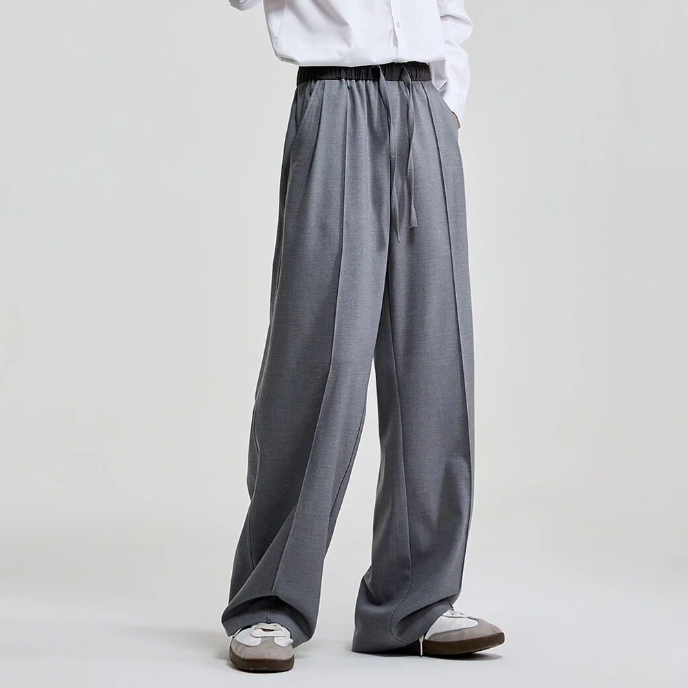 

Men Old Money Style Fashion Straight Loose Casual Elastic Waist Suit Pants Couple Streetwear Y2k Trousers