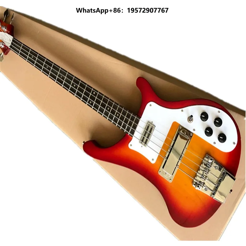 Orange body 4strings Electric Bass Guitar , Rosewood fingerboard ,Chrome Hardware ,Dots inlay