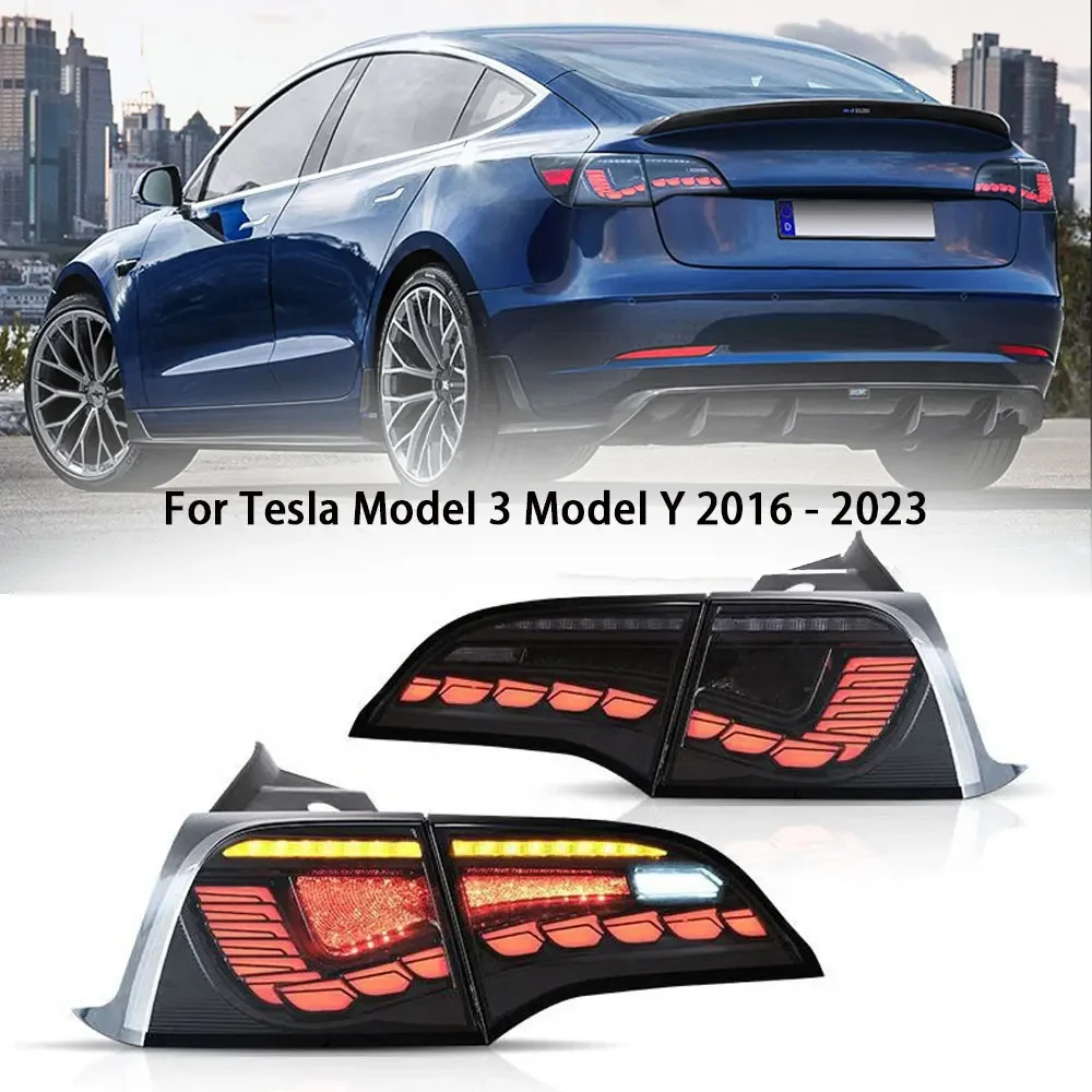

LED Tail Lights Taillights Assembly for Tesla Model 3 Model Y 2017-2023 Modified LED Streaming Turn Tail Rear Lights lamps