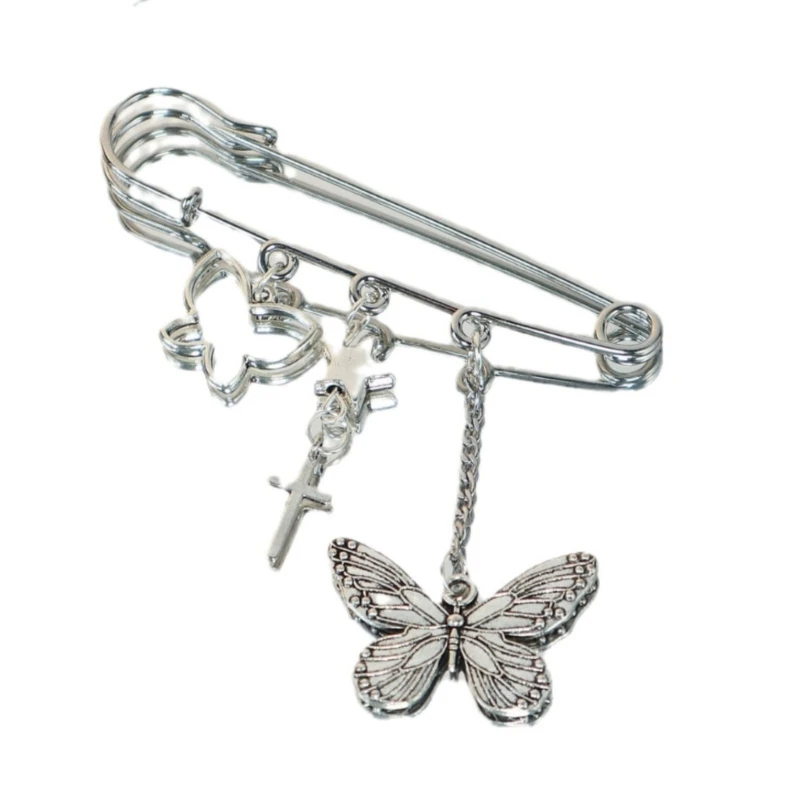 Adjustable Length Brooch Silver Butterfly Fastener Chain for Versatile Wear