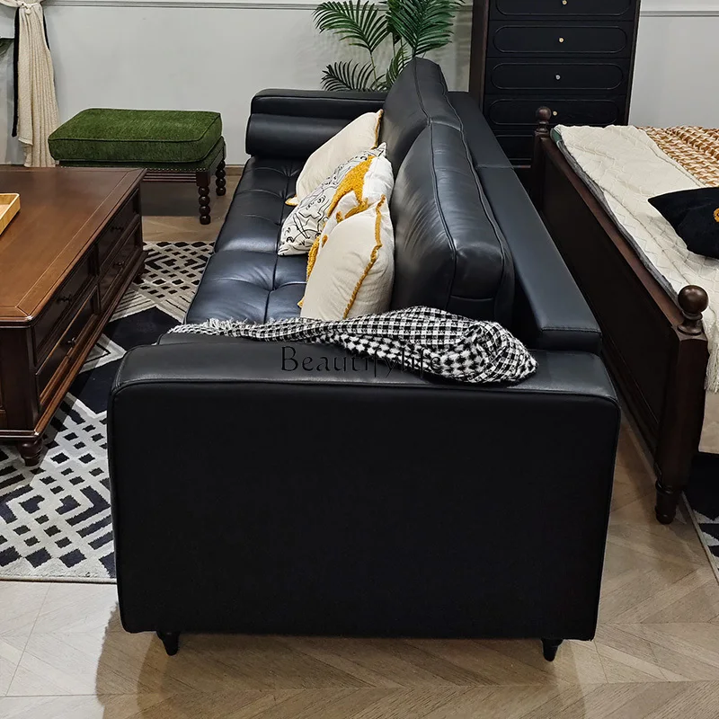 01American first-layer cowhide leather sofa combination retro living room leather art