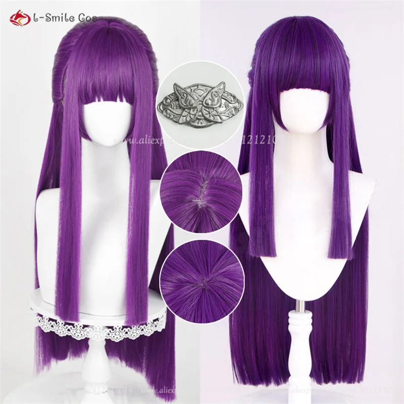 2 Types Anime Fern Cosplay Women 80cm Purple Straight Fern Cosplay Wig Heat Resistant Synthetic Hair Halloween Role Play Wigs