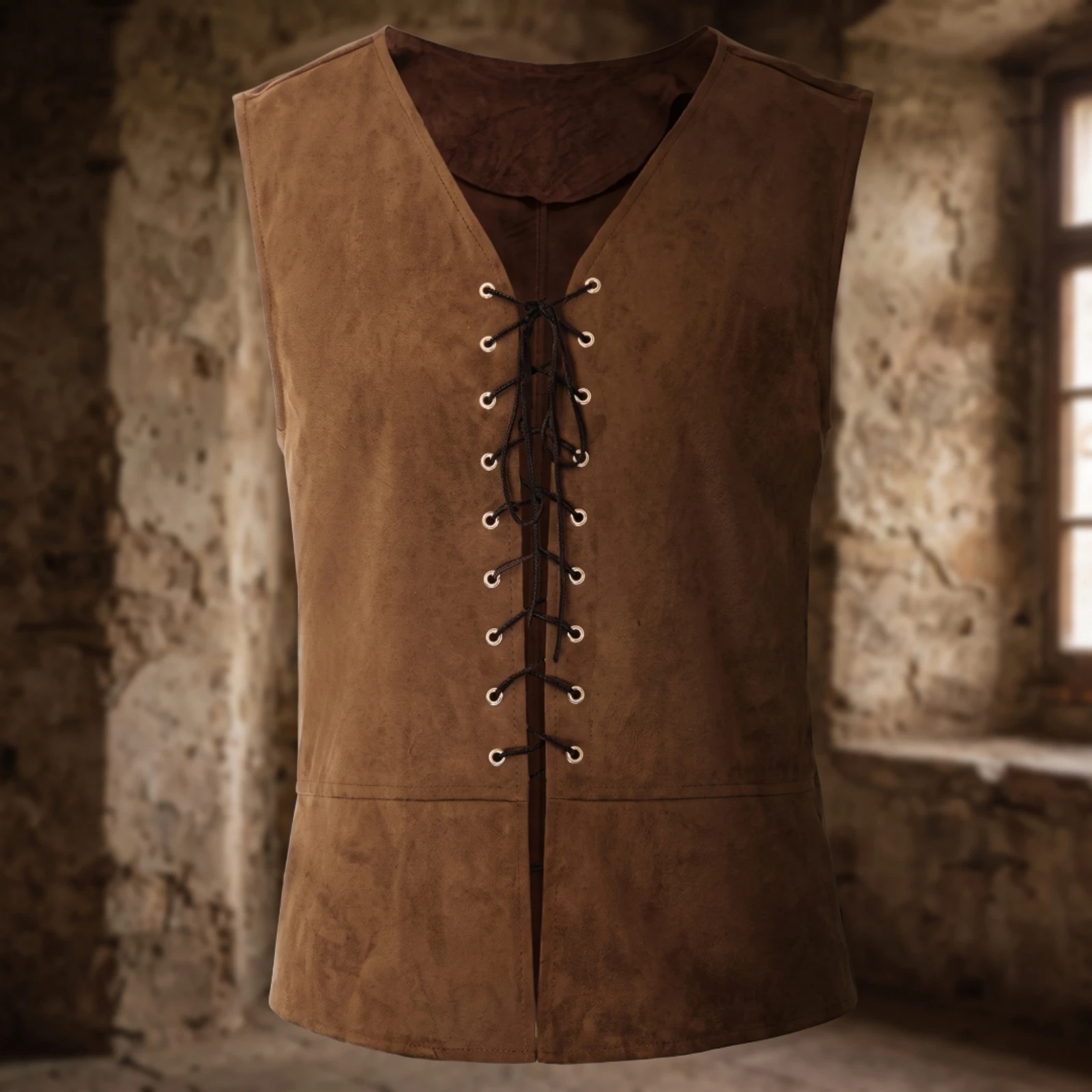 Historical Vest Sleeveless Lace-up Vest Waistcoat Breathable for Cosplayers, Cosplay, Theater
